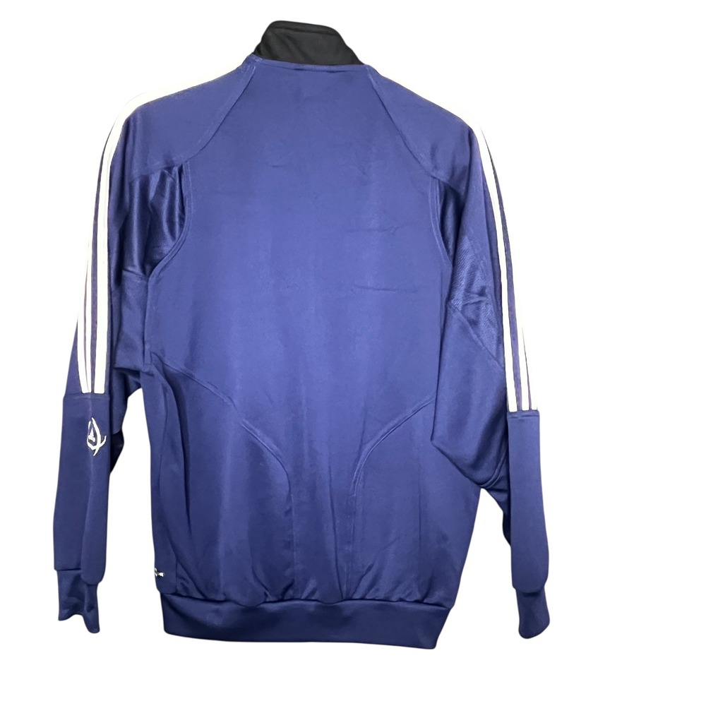 Adidas Track Jacket Navy Blue White Stripes Mens Fits Large Athletic Zip Up‎ VTG - Picture 2 of 12